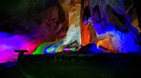 The colorfull lights of Tham Pha Nang Khoi Cave